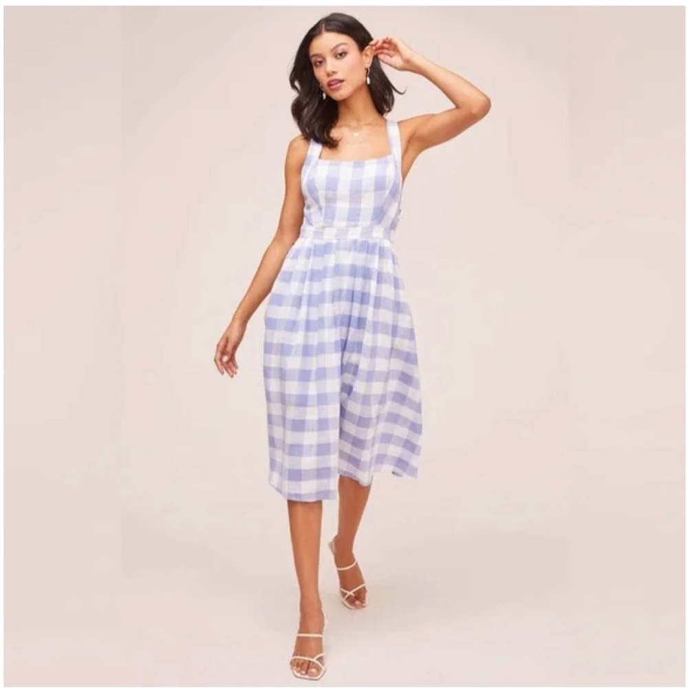 ASTR Blue & White Gingham Midi Dress